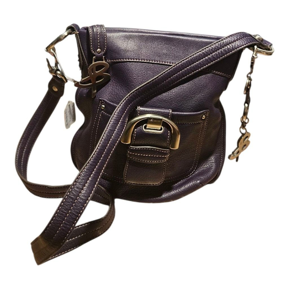 B. Makowsky Genuine Leather Crossbody Bag – Eggplant Purple, Silver Hardware - Picture 7 of 13